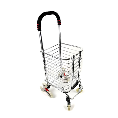 Supermarket Aluminum Alloy Folding Shopping Trolley Folding Grocery Rolling Cart